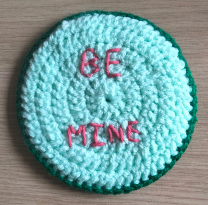 Crochet Conversational Heart Coasters