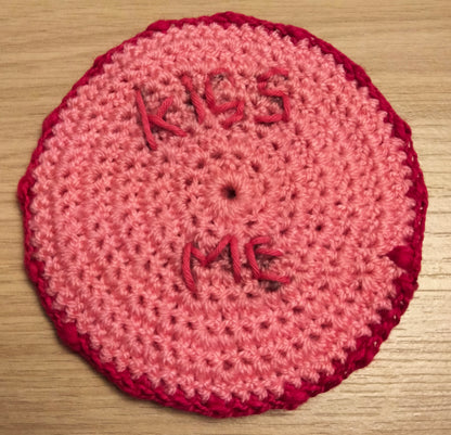 Crochet Conversational Heart Coasters