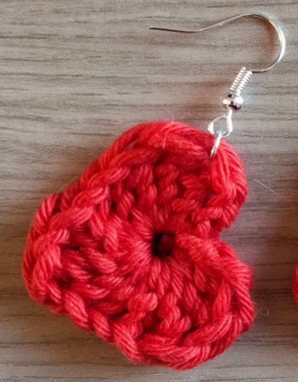 Crochet Heart Earrings