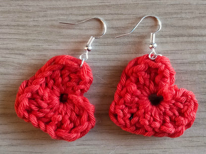 Crochet Heart Earrings