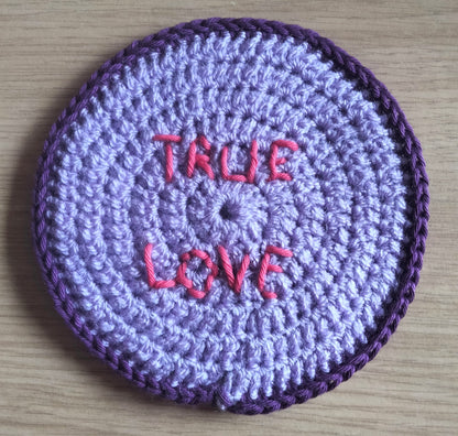 Crochet Conversational Heart Coasters